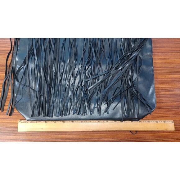 Victoria's Secret Black Handbag Tote Big Fringe NWT Hobo Fun Diva Sexy Fun - Picture 8 of 10